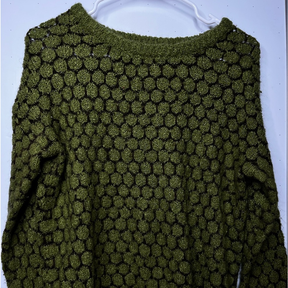 Green and Brown Holy Patterned Knit Aesthetic Sweater